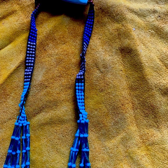 Brand New Necklace Handmade Red Blue  Rust Seed Bead Black Turquoise Lightweight - Picture 7 of 10